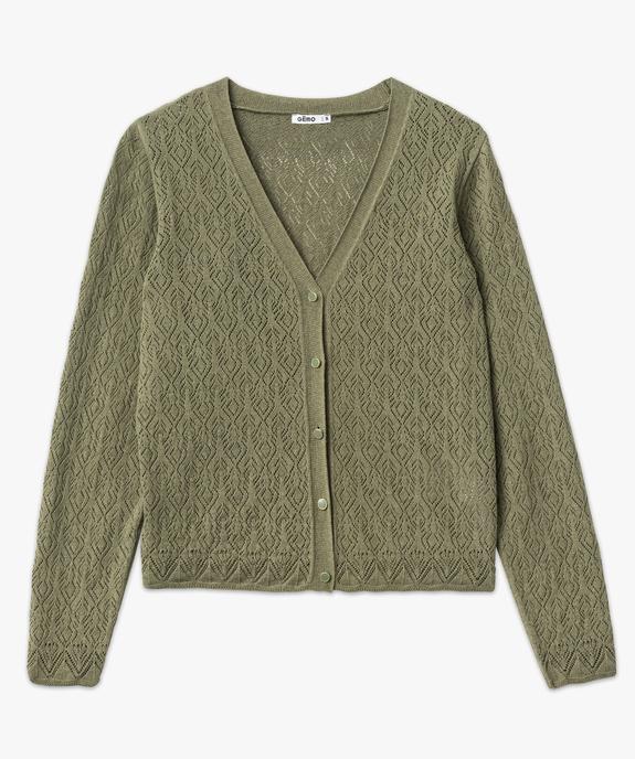Gilet en fine maille ajourée à boutons fantaisie femme vue4 - GEMO 4G FEMME - GEMO