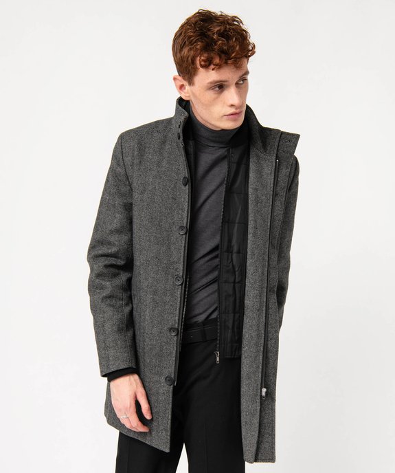 Manteau homme court avec col intérieur amovible vue2 - GEMO (HOMME) - GEMO