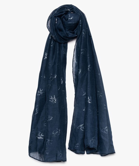 Foulard oversize en voile fin à motifs oiseaux brillants vue2 - GEMO (ACCESS) - GEMO