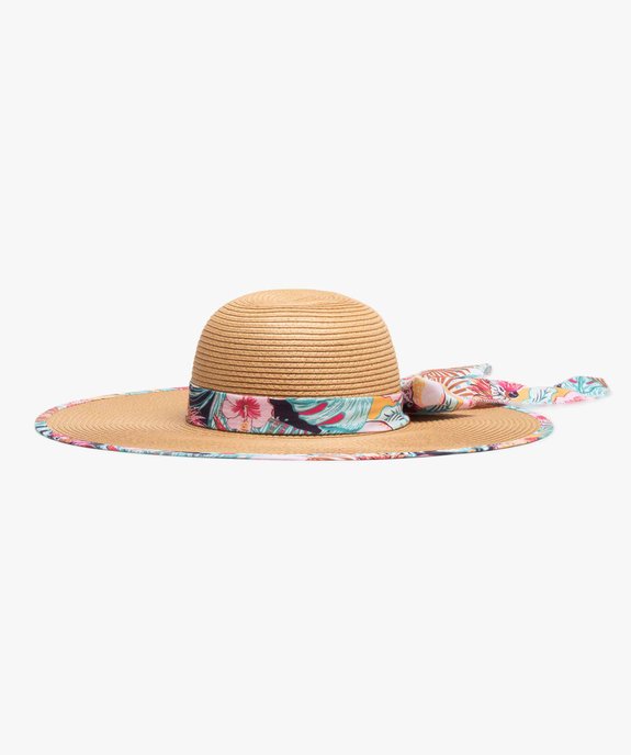 Chapeau femme en paille de papier avec doublure imprimée vue2 - GEMO (ACCESS) - GEMO