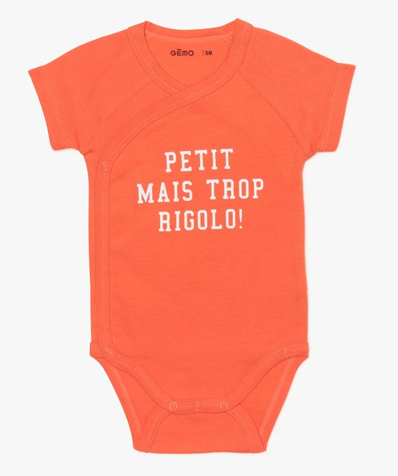 Body bébé garçon à manches courtes en coton bio (lot de 3) vue3 - GEMO 4G BEBE - GEMO