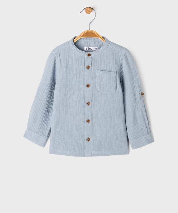 Chemise col rond en gaze de coton à manches retroussables bébé garçon vue1 - GEMO(BEBE DEBT) - GEMO