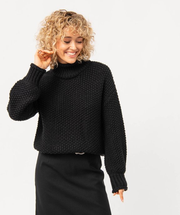 Pull à col montant en maille fantaisie femme vue1 - GEMO(FEMME PAP) - GEMO