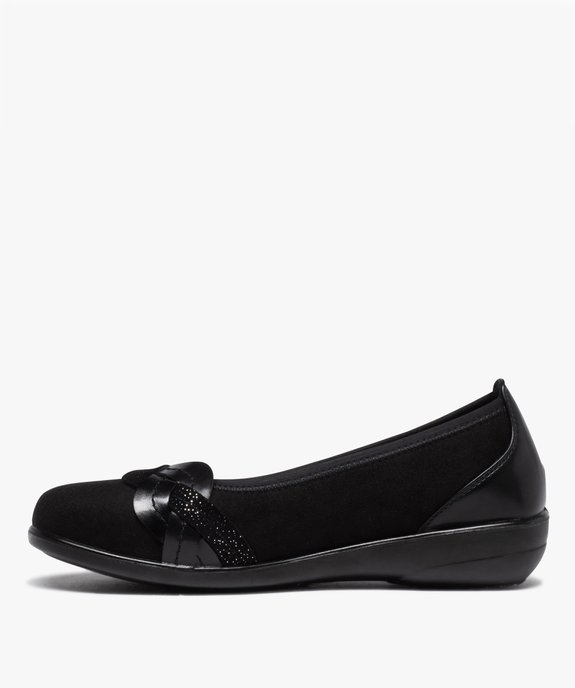 Ballerines femme confort en suédine avec bride tressée vue3 - GEMO 4G FEMME - GEMO