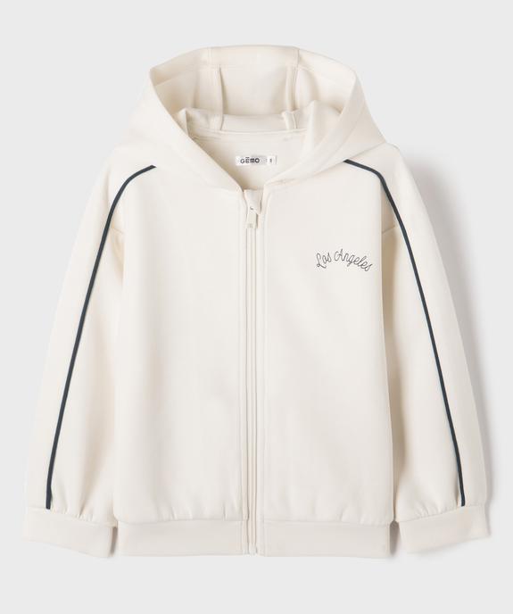 Sweat zippé à capuche avec liserés contrastants fille vue2 - GEMO (ENFANT) - GEMO
