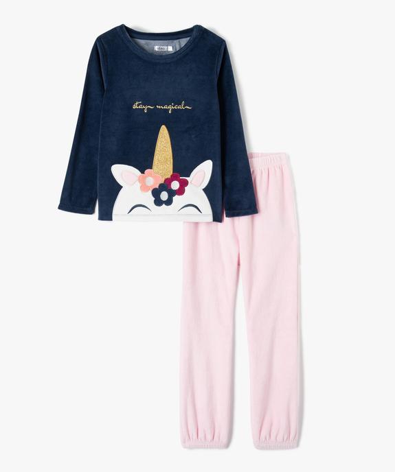 Pyjama en velours avec motif licorne fille vue1 - GEMO (ENFANT) - GEMO