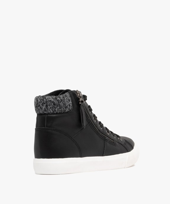 Baskets femme montantes avec col en maille à lacets et zip fantaisie  vue4 - FOLLOW ME - GEMO