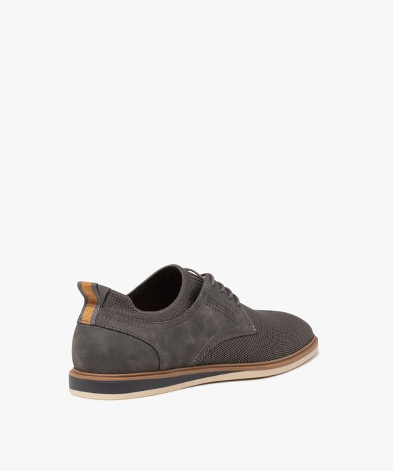 Derbies homme unis à col scratch avec détail en suédine vue4 - GEMO(URBAIN) - GEMO
