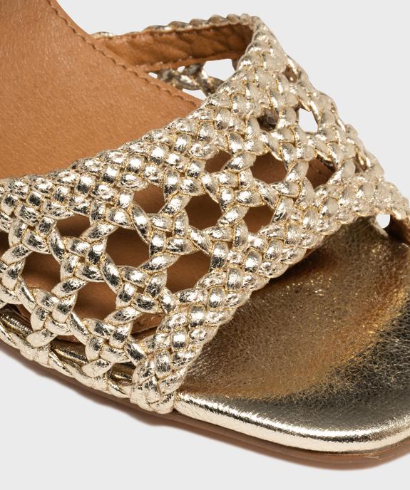 Sandales à talon à bride tressée et ajourée dorée femme vue6 - FOLLOW ME - GEMO