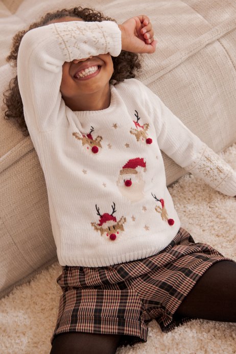 Look fille pull de noël motif rennes - GEMO