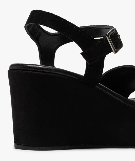 Sandales femme compensées dessus cuir suédé uni vue6 - GEMO(URBAIN) - GEMO