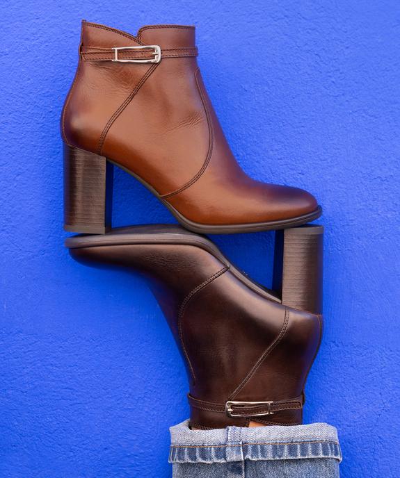 Boots en cuir à talon et bout amande femme - Tanéo vue7 - TANEO - GEMO