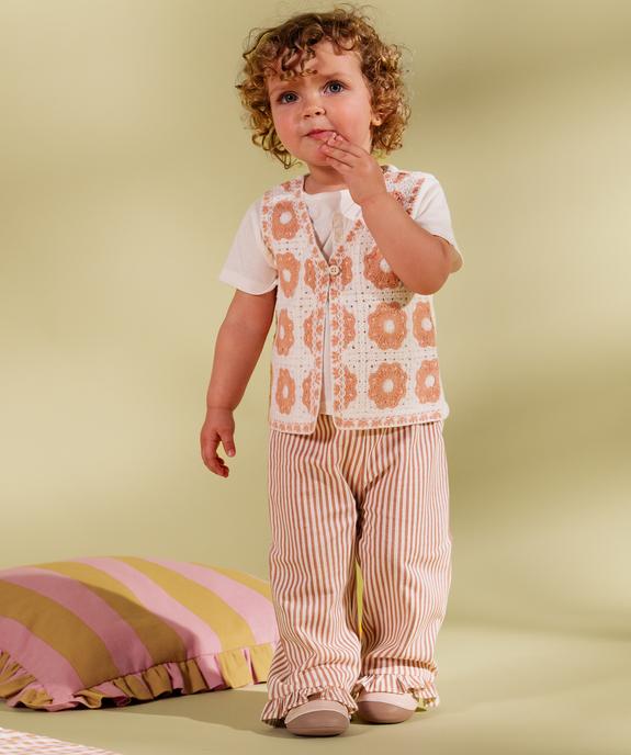 Pantalon en coton imprimé avec volants dans le bas bébé fille vue4 - GEMO(BEBE DEBT) - GEMO