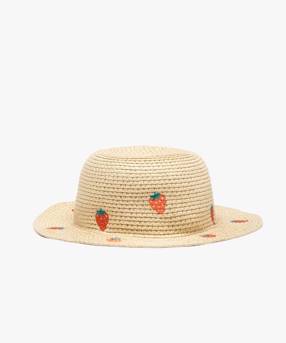 Chapeau de paille à paillettes et motif fraises bébé fille vue1 - GEMO(BEBE DEBT) - GEMO