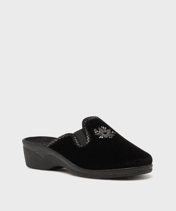Chaussons mules dessus velours avec talon compensé femme vue2 - G'FLEX - GEMO