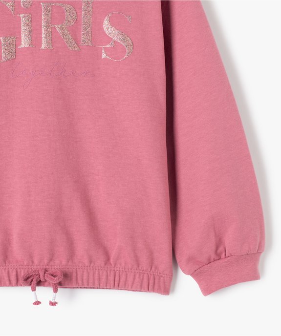 Sweat fille à taille froncée et capuche, motif pailleté vue3 - GEMO (ENFANT) - GEMO