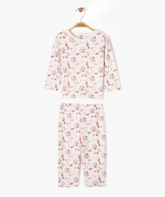Pyjama en velours 2 pièces imprimé bébé fille vue1 - GEMO(BB COUCHE) - GEMO