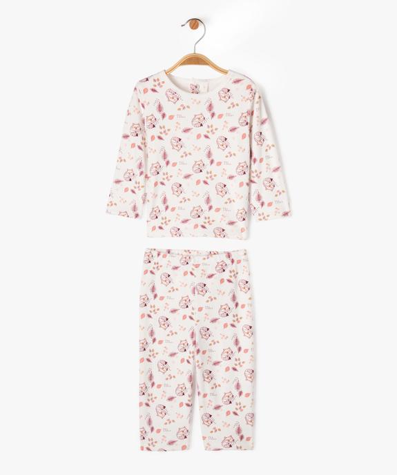 Pyjama en velours 2 pièces imprimé bébé fille vue1 - GEMO(BB COUCHE) - GEMO