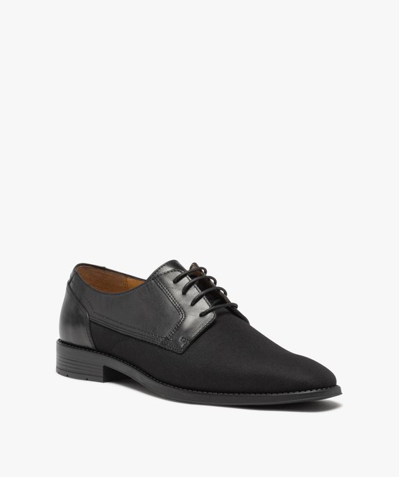 Derbies homme unis en cuir et en textile - Pierre Cardin vue2 - PIERRE CARDIN CONFORT - GEMO