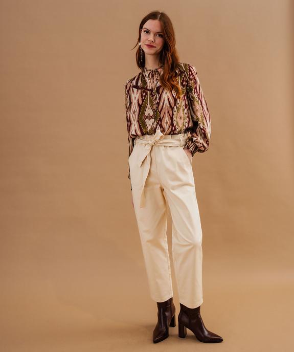 Blouse manches longues fluide à col montant noué femme vue4 - GEMO(FEMME PAP) - GEMO