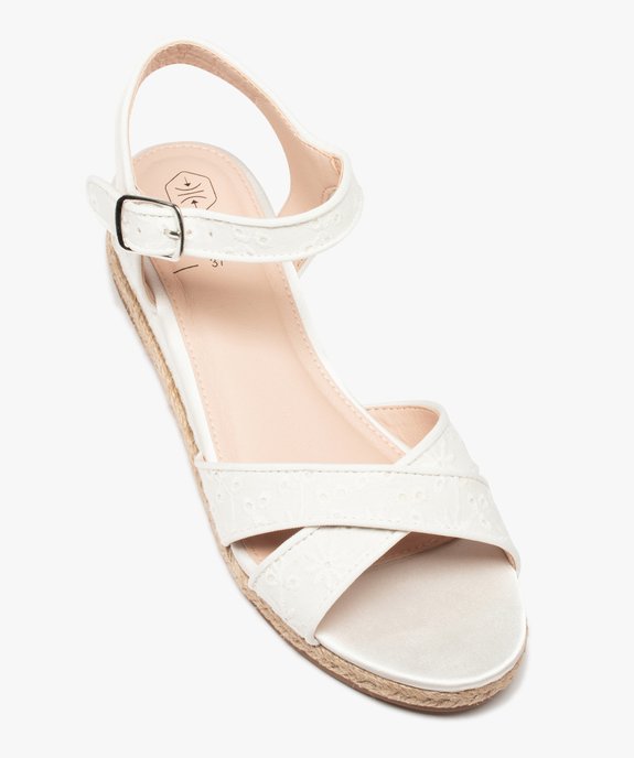 Sandales femme à petit talon compensé dessus dentelle anglaise vue5 - GEMO (CASUAL) - GEMO