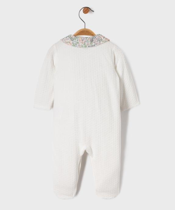 Pyjama en velours à col Claudine et ouverture devant bébé fille vue3 - GEMO 4G BEBE - GEMO
