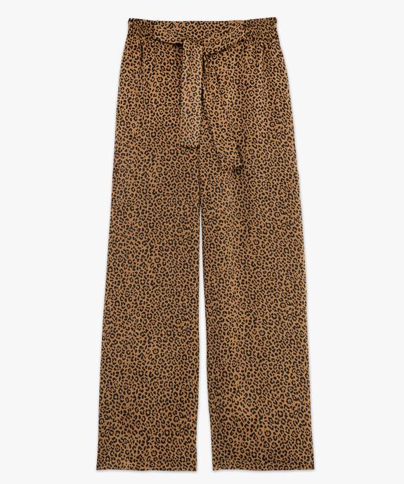 Pantalon fluide coupe large à motif léopard femme - GEMO(FEMME PAP) Pantalon fluide coupe large à motif léopard femme vue4 - GEMO(FEMME PAP) - GEMO