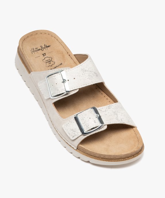 Mules à talon compensé, brides pailletées et semelle intérieure cuir femme vue5 - VALENTINA BALDA - GEMO
