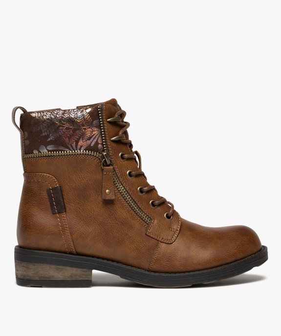 Boots femme à lacets avec col fantaisie et zip  vue2 - EMILIA ROSA - GEMO