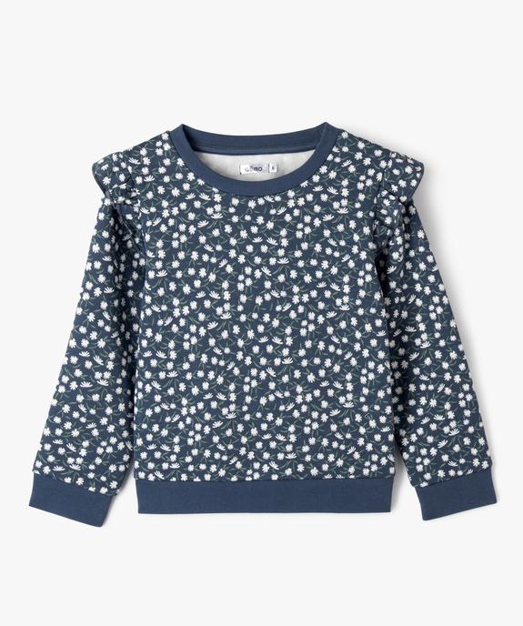 Sweat à motifs fleuris avec volants sur les épaules fille vue1 - GEMO 4G FILLE - GEMO