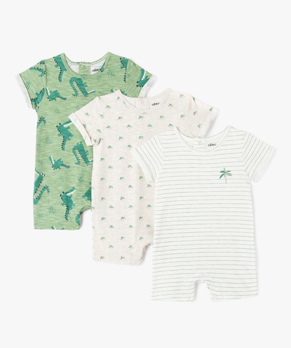 Combishort à manches courtes bébé garçon (lot de 3) vue1 - GEMO(BB COUCHE) - GEMO