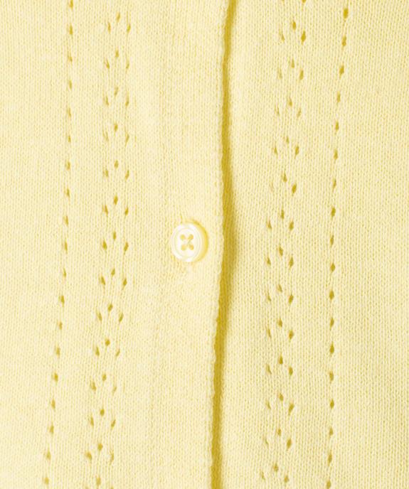Gilet court avec détails ajourés bébé fille vue2 - GEMO(BEBE DEBT) - GEMO