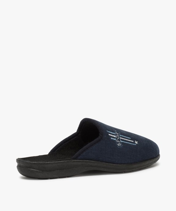 Chaussons homme mules confort en velours ras brodé vue4 - GEMO(HOMWR HOM) - GEMO