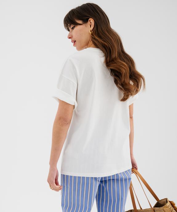 Tee-shirt manches courtes en jersey de coton imprimé femme vue3 - GEMO(FEMME PAP) - GEMO