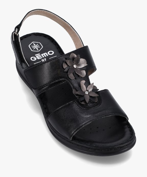 Sandales femme confort en cuir à brides scratch vue5 - GEMO (CONFORT) - GEMO