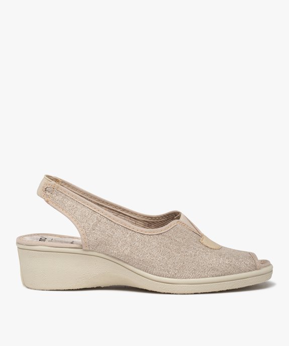 Sandales confort femme dessus en toile brillante vue1 - GEMO (CONFORT) - GEMO