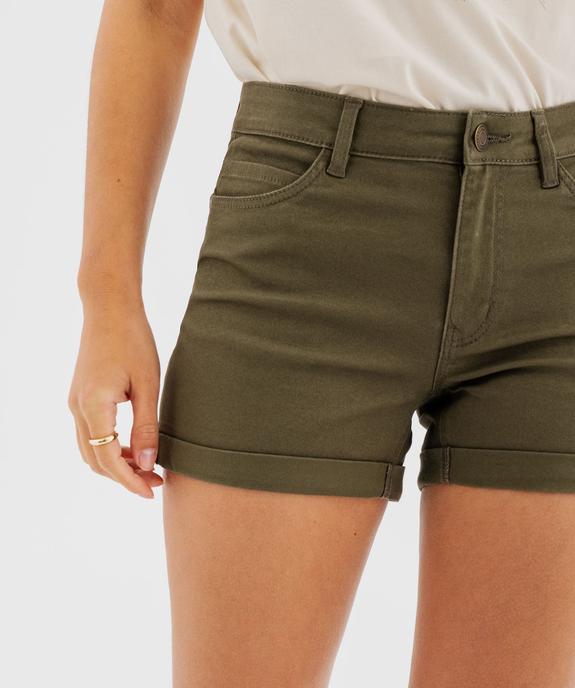 Short en coton stretch avec revers cousus femme vue5 - GEMO 4G FEMME - GEMO