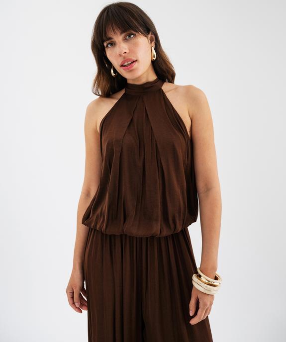 Blouse sans manches en satin avec col noué femme vue1 - GEMO(FEMME PAP) - GEMO