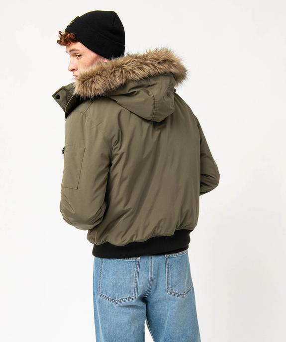 Blouson matelassé à capuche bordée de fourrure imitation homme vue3 - GEMO 4G HOMME - GEMO