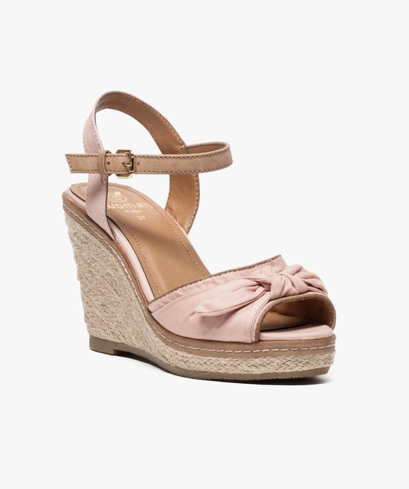 Sandales femme avec noeud et talon compensé en corde  vue2 - GEMO(URBAIN) - GEMO