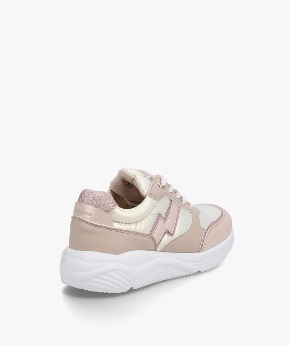 Baskets fille légères à lacets dessus toile satinée et irisée  vue4 - GEMO (ENFANT) - GEMO