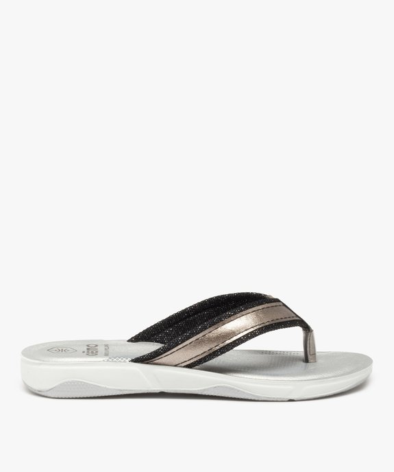 Tongs femme à semelle rembourrée et détails métallisés vue1 - GEMO (PLAGE) - GEMO