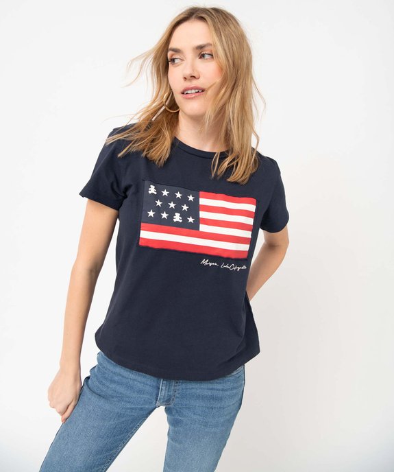 Tee-shirt femme avec drapeau américain - LuluCastagnette vue2 - LULUCASTAGNETTE - GEMO
