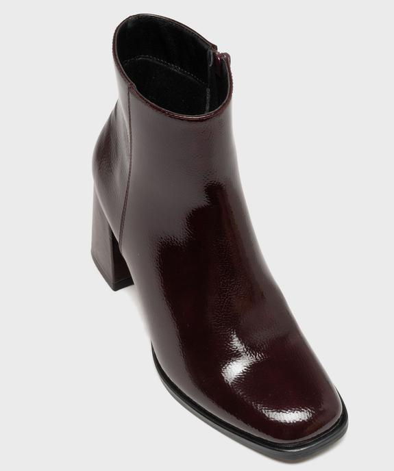 Boots vernis avec bout carré et talon flare femme - Follow Me vue5 - FOLLOW ME - GEMO