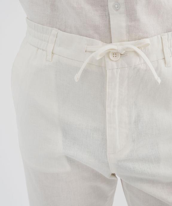 Pantalon en lin et coton coupe Regular homme vue3 - GEMO 4G HOMME - GEMO