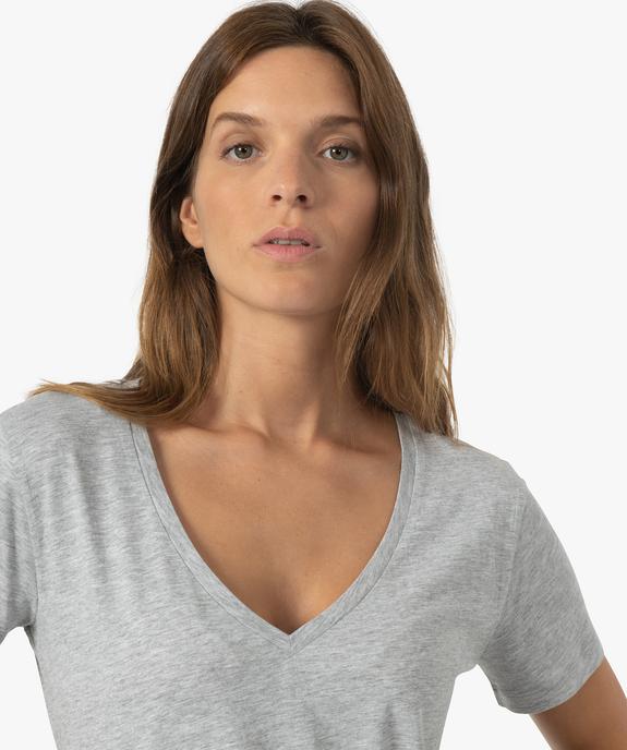 Tee-shirt femme avec large col V vue2 - GEMO(FEMME PAP) - GEMO