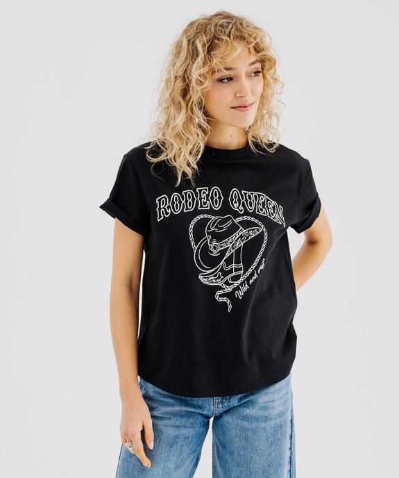 Tee-shirt manches courtes avec motif folk femme vue1 - GEMO(FEMME PAP) - GEMO