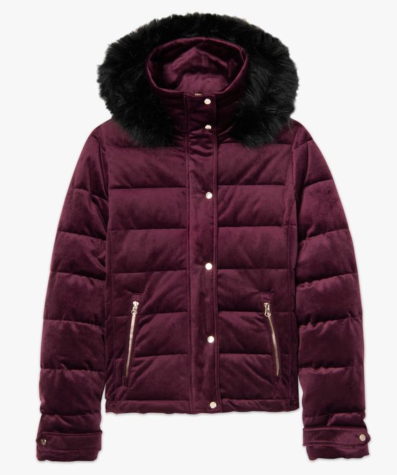 Doudoune femme courte en velours à capuche duveteuse vue4 - GEMO(FEMME PAP) - GEMO