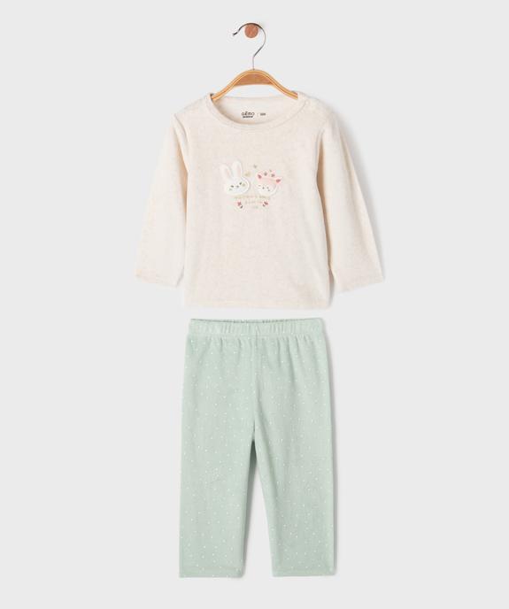 Pyjama 2 pièces en velours à motifs animaux bébé fille vue1 - GEMO 4G BEBE - GEMO