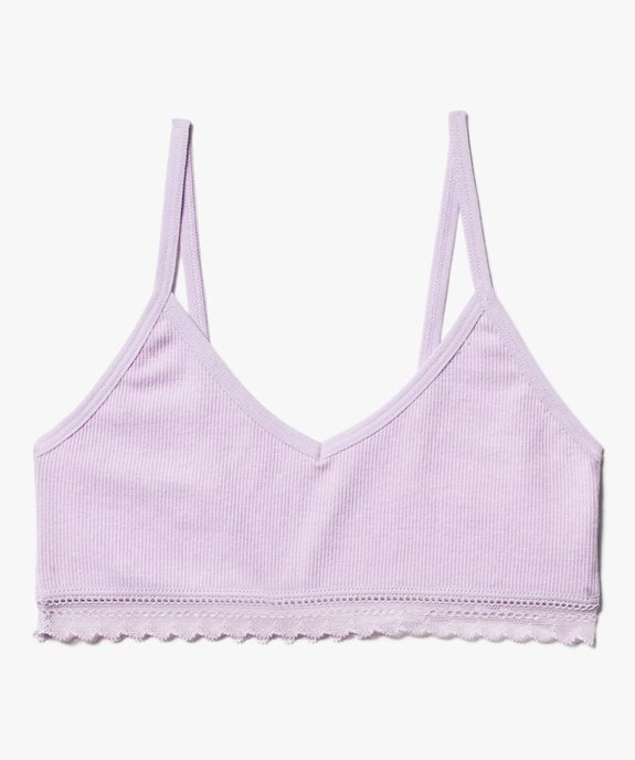Brassière à fines bretelles en maille côtelée fille vue1 - GEMO 4G FILLE - GEMO
